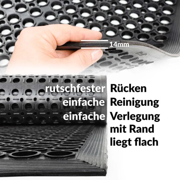 Ringgummimatte Gummimatte Gummiringmatte 60x90cm 14mm mit Umrandung