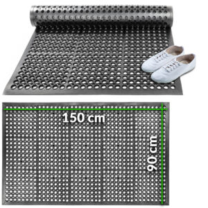 Ringgummimatte Gummimatte mit Rand Fußabtreter Schmutzfangmatte Schwarz 90x150cm