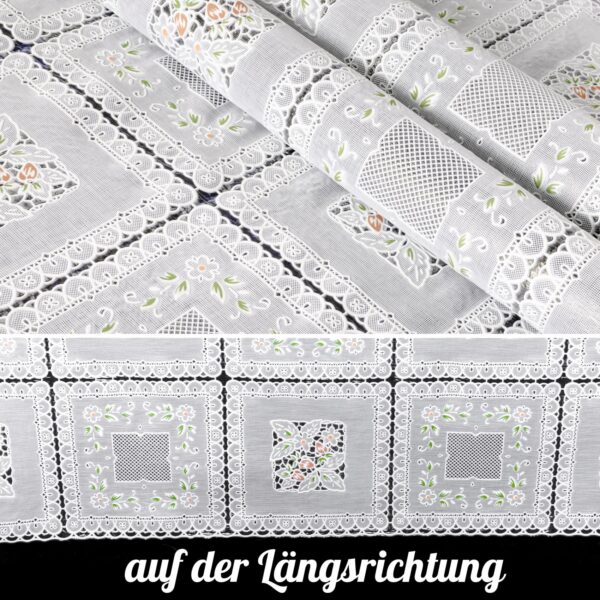 Tischdecke abwaschbar Lace Vinyl Häkel Spitze Optik Lace Bunt