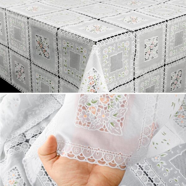 Tischdecke abwaschbar Lace Vinyl Häkel Spitze Optik Lace Bunt