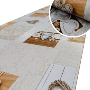 Küchenläufer Motivdruck Herzen Holz Küchenteppich Teppichläufer Flur Läufer rutschfest