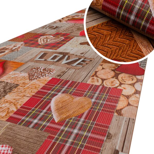 Küchenläufer Küchenteppich Patchwork Love Herz Teppichläufer Läufer Küche rutschfest abwaschbar