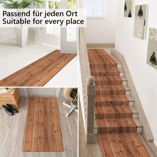 Küchenläufer Küchenteppich Läufer abwaschbar Holz Braun Breite 65cm