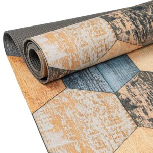 Küchenläufer Küchenteppich Läufer abwaschbar Holz Patchwork Breite 65cm