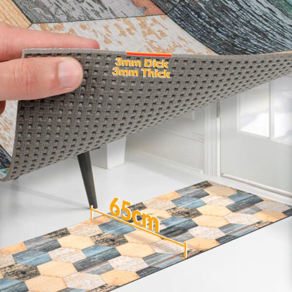Küchenläufer Küchenteppich Läufer abwaschbar Holz Patchwork Breite 65cm