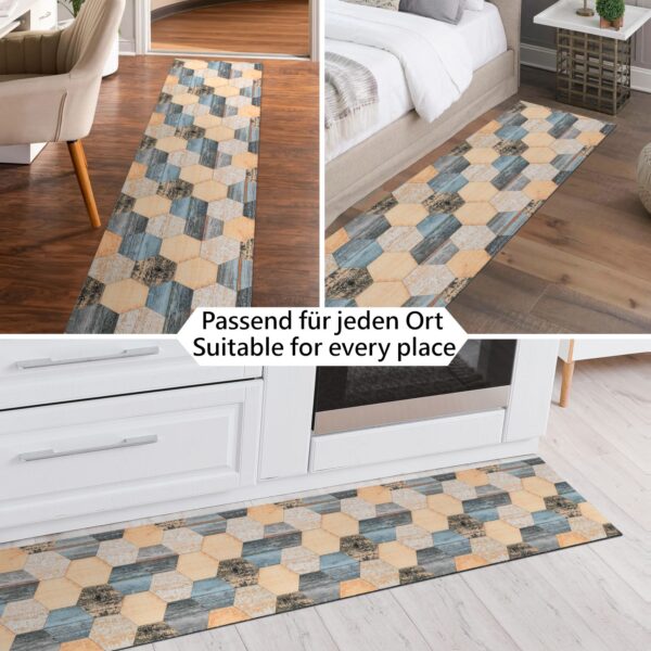 Küchenläufer Küchenteppich Läufer abwaschbar Holz Patchwork Breite 65cm