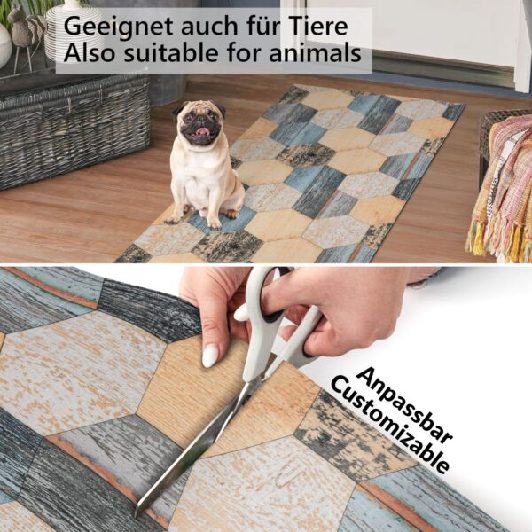 Küchenläufer Küchenteppich Läufer abwaschbar Holz Patchwork Breite 65cm