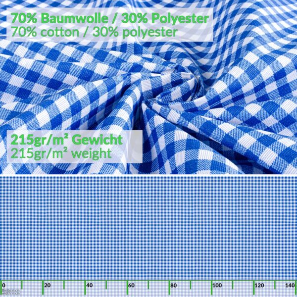 Tischdecke aus Stoff Textil Tischwäsche abwaschbar Tischtuch Baumwolle Polyester Vichy Blue In-/Outdoor Tischdecke