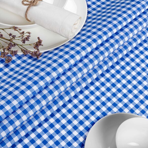 Tischdecke aus Stoff Textil Tischwäsche abwaschbar Tischtuch Baumwolle Polyester Vichy Blue In-/Outdoor Tischdecke