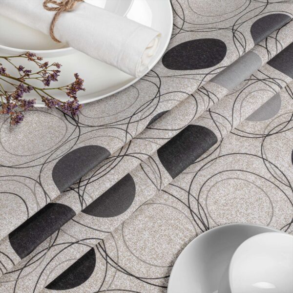 Tischdecke aus Stoff Textil Tischwäsche abwaschbar Tischtuch Baumwolle Polyester Circles Grey In-/Outdoor Tischdecke