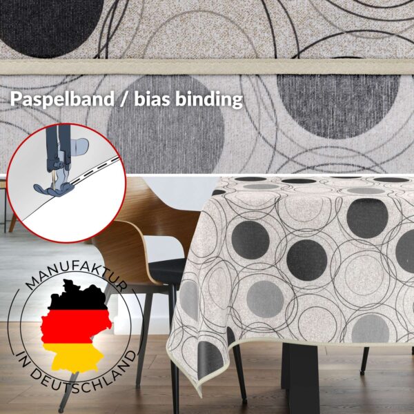 Tischdecke aus Stoff Textil Tischwäsche abwaschbar Tischtuch Baumwolle Polyester Circles Grey In-/Outdoor Tischdecke