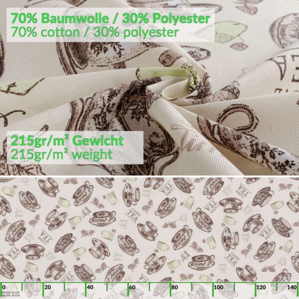 Tischdecke aus Stoff Textil Tischwäsche abwaschbar Tischtuch Baumwolle Polyester Tea Time In-/Outdoor Tischdecke