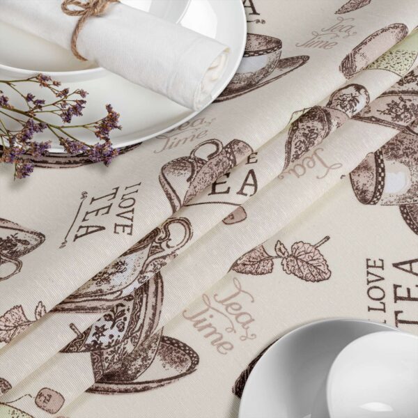 Tischdecke aus Stoff Textil Tischwäsche abwaschbar Tischtuch Baumwolle Polyester Tea Time In-/Outdoor Tischdecke