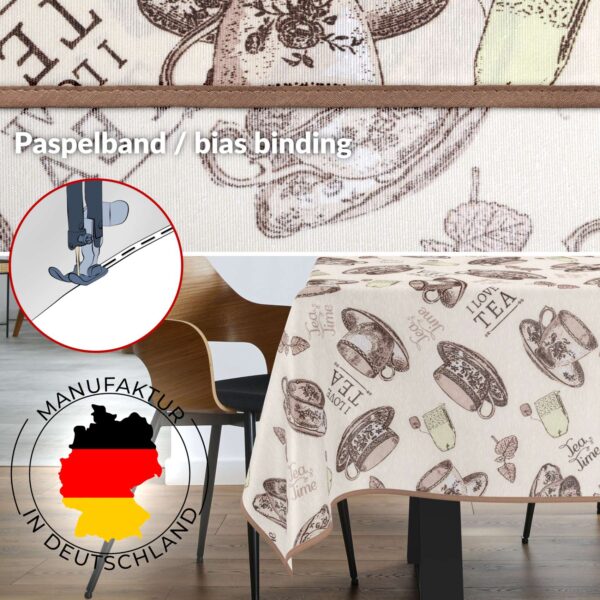 Tischdecke aus Stoff Textil Tischwäsche abwaschbar Tischtuch Baumwolle Polyester Tea Time In-/Outdoor Tischdecke