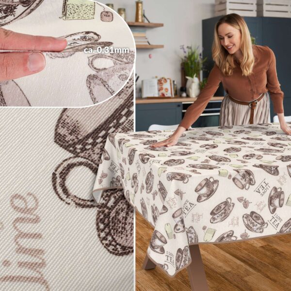 Tischdecke aus Stoff Textil Tischwäsche abwaschbar Tischtuch Baumwolle Polyester Tea Time In-/Outdoor Tischdecke
