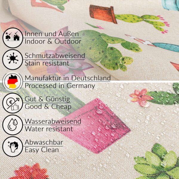 Tischdecke aus Stoff Textil Tischwäsche abwaschbar Tischtuch Baumwolle Polyester Cactus In-/Outdoor Tischdecke
