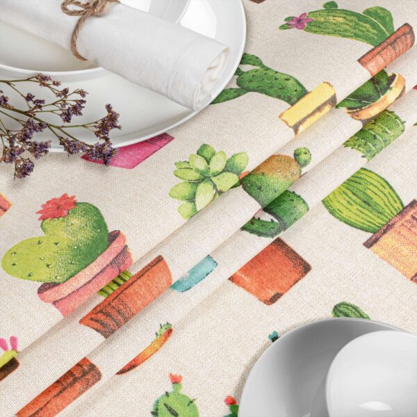 Tischdecke aus Stoff Textil Tischwäsche abwaschbar Tischtuch Baumwolle Polyester Cactus In-/Outdoor Tischdecke