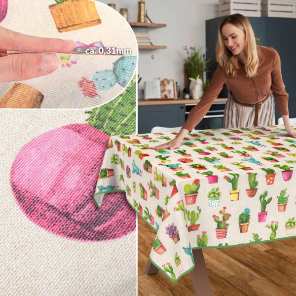 Tischdecke aus Stoff Textil Tischwäsche abwaschbar Tischtuch Baumwolle Polyester Cactus In-/Outdoor Tischdecke