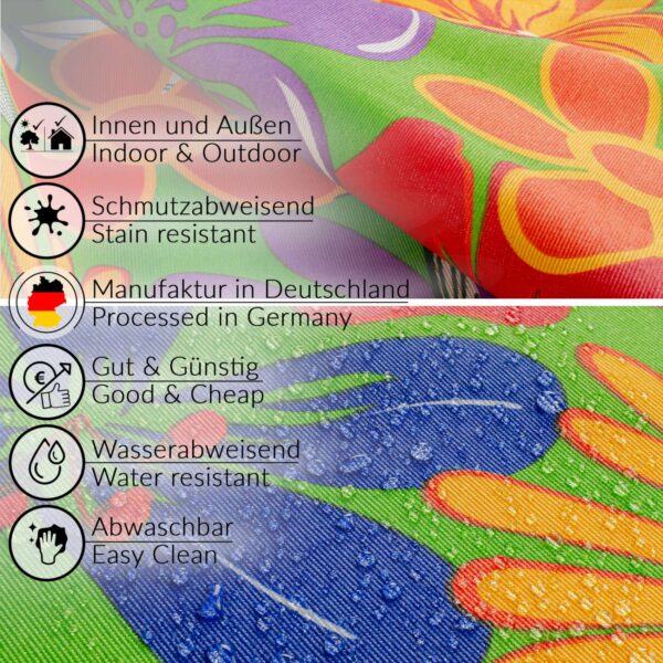 Tischdecke aus Stoff Textil Tischwäsche abwaschbar Tischtuch Baumwolle Polyester Colourful Flowers In-/Outdoor Tischdecke