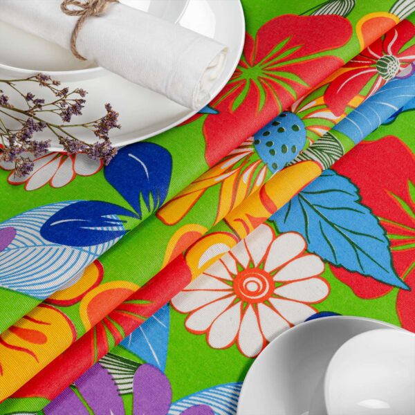 Tischdecke aus Stoff Textil Tischwäsche abwaschbar Tischtuch Baumwolle Polyester Colourful Flowers In-/Outdoor Tischdecke