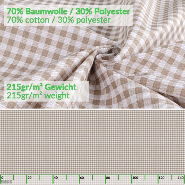 Tischdecke aus Stoff Textil Tischwäsche abwaschbar Tischtuch Baumwolle Polyester Vichy Gray In-/Outdoor Tischdecke