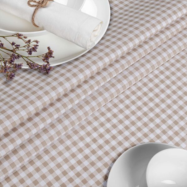 Tischdecke aus Stoff Textil Tischwäsche abwaschbar Tischtuch Baumwolle Polyester Vichy Gray In-/Outdoor Tischdecke