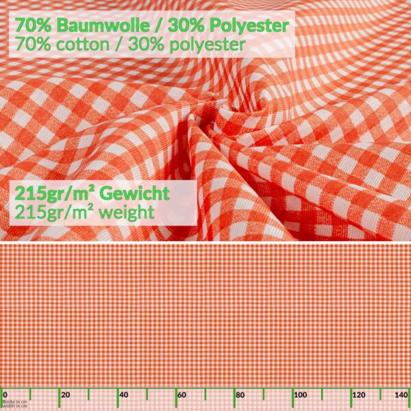 Tischdecke aus Stoff Textil Tischwäsche abwaschbar Tischtuch Baumwolle Polyester Vichy Red In-/Outdoor Tischdecke