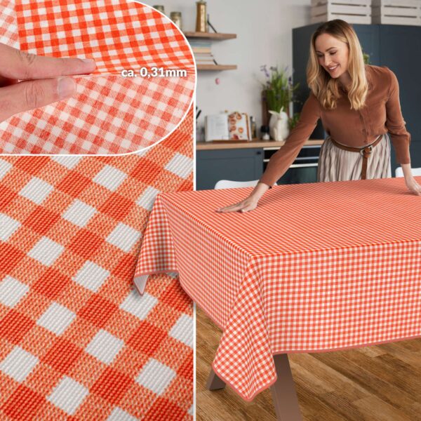 Tischdecke aus Stoff Textil Tischwäsche abwaschbar Tischtuch Baumwolle Polyester Vichy Red In-/Outdoor Tischdecke