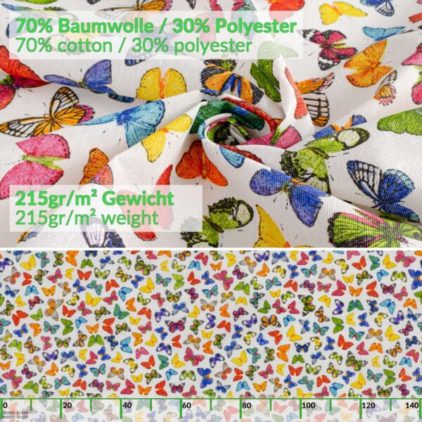 Tischdecke aus Stoff Textil Tischwäsche abwaschbar Tischtuch Baumwolle Polyester Colorful Butterflies In-/Outdoor Tischdecke