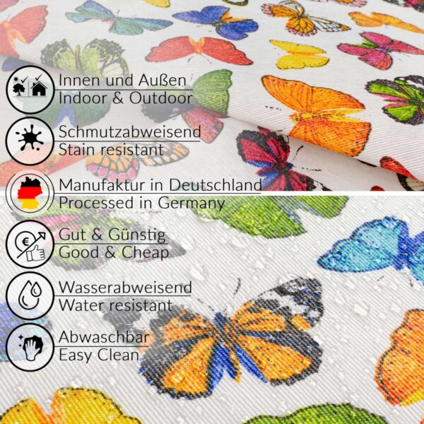 Tischdecke aus Stoff Textil Tischwäsche abwaschbar Tischtuch Baumwolle Polyester Colorful Butterflies In-/Outdoor Tischdecke