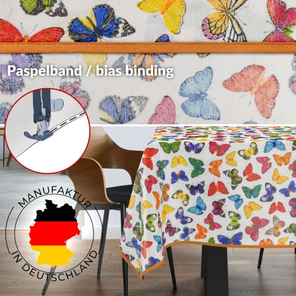 Tischdecke aus Stoff Textil Tischwäsche abwaschbar Tischtuch Baumwolle Polyester Colorful Butterflies In-/Outdoor Tischdecke
