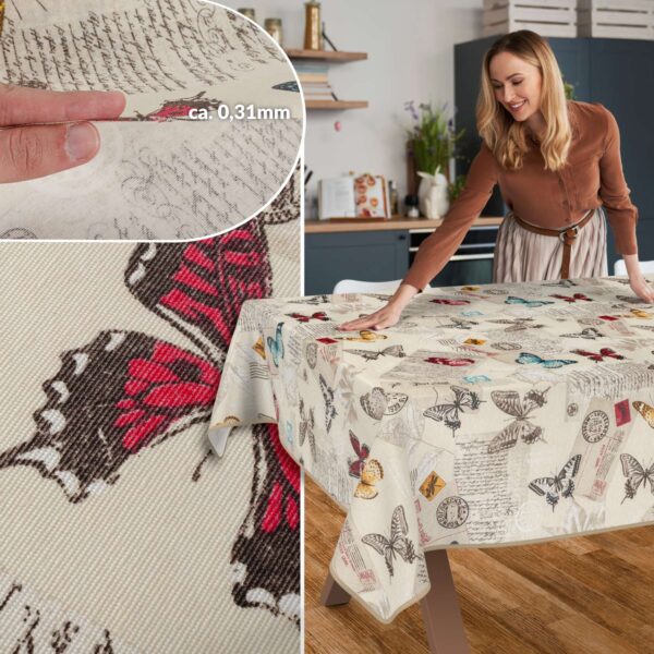 Tischdecke aus Stoff Textil Tischwäsche abwaschbar Tischtuch Baumwolle Polyester Butterflies In-/Outdoor Tischdecke