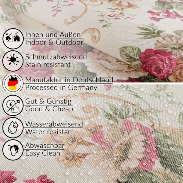 Tischdecke aus Stoff Textil Tischwäsche abwaschbar Tischtuch Baumwolle Polyester Roses In-/Outdoor Tischdecke