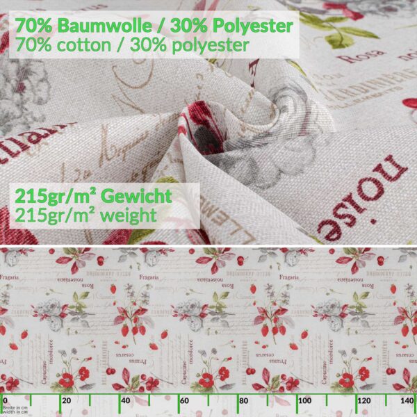 Tischdecke aus Stoff Textil Tischwäsche abwaschbar Tischtuch Baumwolle Polyester Berries In-/Outdoor Tischdecke