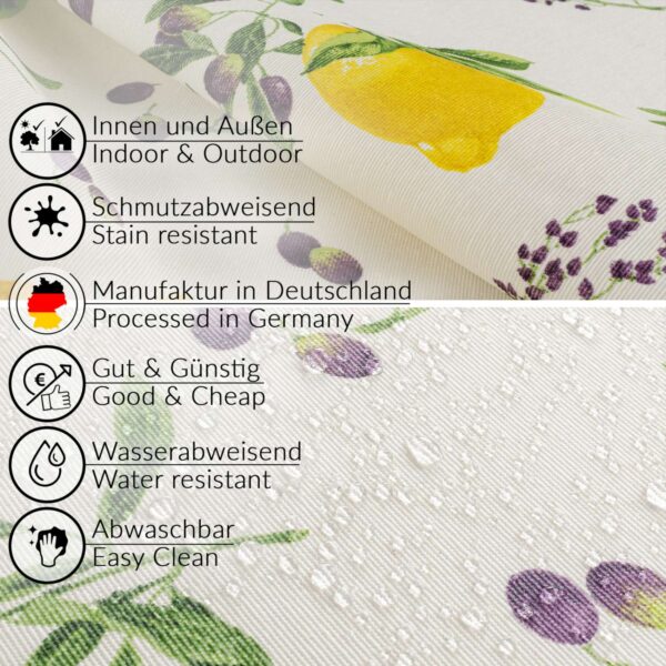 Tischdecke aus Stoff Textil Tischwäsche abwaschbar Tischtuch Baumwolle Polyester Lemon In-/Outdoor Tischdecke
