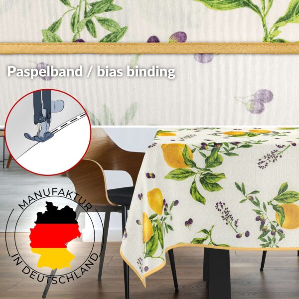 Tischdecke aus Stoff Textil Tischwäsche abwaschbar Tischtuch Baumwolle Polyester Lemon In-/Outdoor Tischdecke
