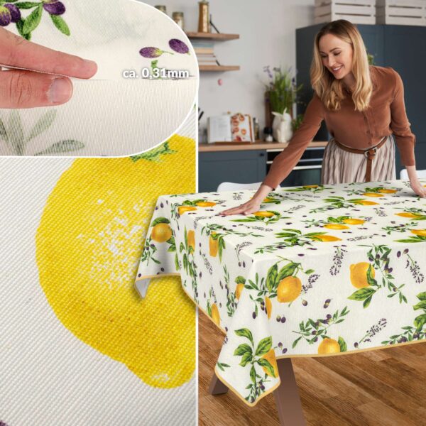 Tischdecke aus Stoff Textil Tischwäsche abwaschbar Tischtuch Baumwolle Polyester Lemon In-/Outdoor Tischdecke