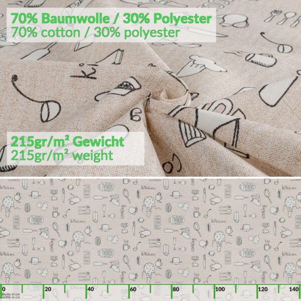 Tischdecke aus Stoff Textil Tischwäsche abwaschbar Tischtuch Baumwolle Polyester Kitchen In-/Outdoor Tischdecke