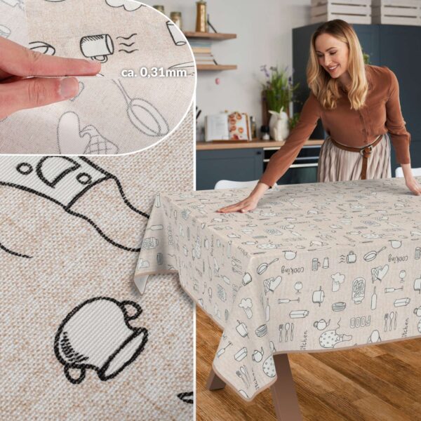 Tischdecke aus Stoff Textil Tischwäsche abwaschbar Tischtuch Baumwolle Polyester Kitchen In-/Outdoor Tischdecke