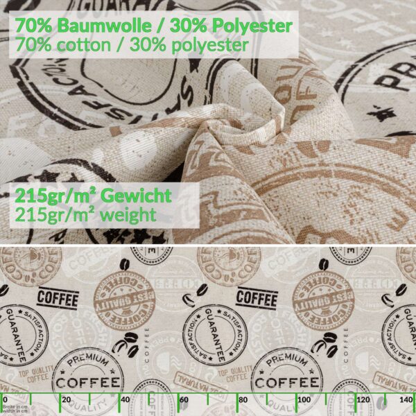 Tischdecke aus Stoff Textil Tischwäsche abwaschbar Tischtuch Baumwolle Polyester Coffee In-/Outdoor Tischdecke