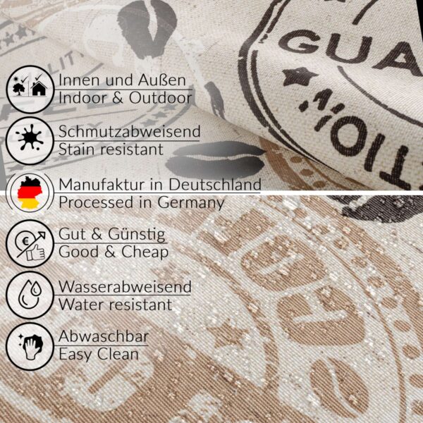Tischdecke aus Stoff Textil Tischwäsche abwaschbar Tischtuch Baumwolle Polyester Coffee In-/Outdoor Tischdecke