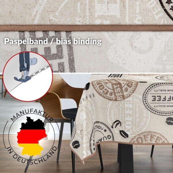Tischdecke aus Stoff Textil Tischwäsche abwaschbar Tischtuch Baumwolle Polyester Coffee In-/Outdoor Tischdecke