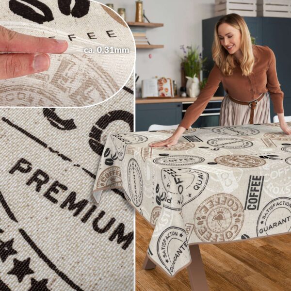 Tischdecke aus Stoff Textil Tischwäsche abwaschbar Tischtuch Baumwolle Polyester Coffee In-/Outdoor Tischdecke
