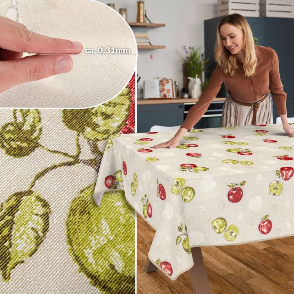 Tischdecke aus Stoff Textil Tischwäsche abwaschbar Tischtuch Baumwolle Polyester Apple In-/Outdoor Tischdecke