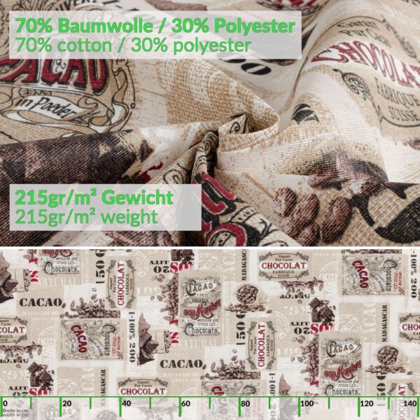 Tischdecke aus Stoff Textil Tischwäsche abwaschbar Tischtuch Baumwolle Polyester Cacao In-/Outdoor Tischdecke