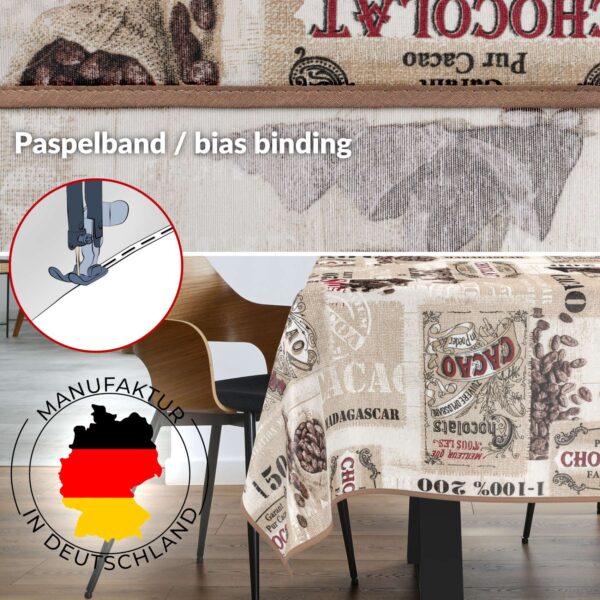 Tischdecke aus Stoff Textil Tischwäsche abwaschbar Tischtuch Baumwolle Polyester Cacao In-/Outdoor Tischdecke