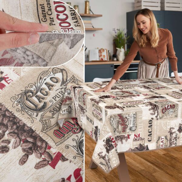 Tischdecke aus Stoff Textil Tischwäsche abwaschbar Tischtuch Baumwolle Polyester Cacao In-/Outdoor Tischdecke