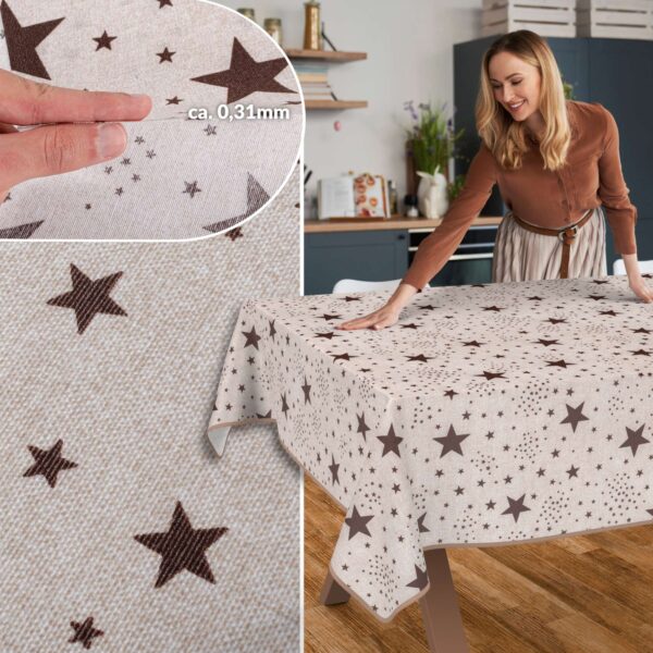 Weihnachtstischdecke Textil Tischdecke Tischwäsche abwaschbar Tischtuch Baumwolle Polyester Christmas Stars