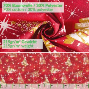 Stoff Tischdecke Textil Weihnachtstischdecke abwaschbar Tischtuch Baumwolle Polyester Christmas Rot