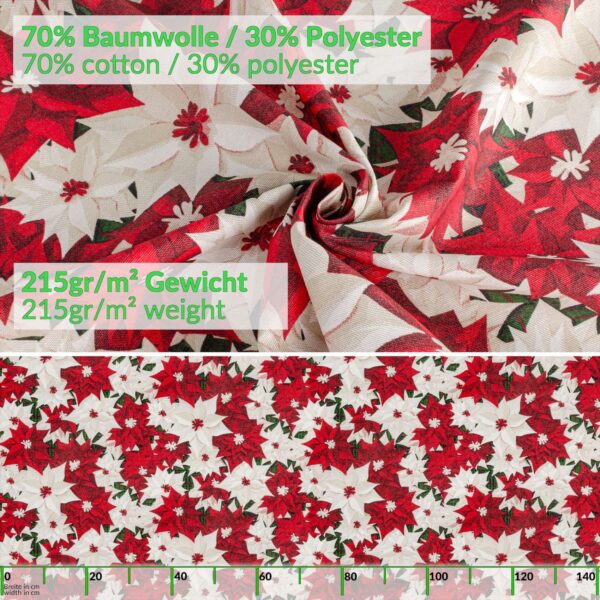 Weihnachtstischdecke Textil Tischdecke Tischwäsche abwaschbar Tischtuch Baumwolle Polyester Christmas Flower